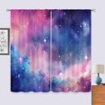 thumbnail image 3 of Kids Galaxy Outer Space Nebula Curtains 42W x 63L Inch Rod Pocket Blue Universe Planets Boys Girls Constellation Fantasy Starry Stars Trippy Bedroom Living Room Window Drapes Fabric 2 Panels, 3 of 5