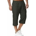 thumbnail image 5 of BiZtdJrK Mens Linen Shorts Summer Casual Drawstring Beach Yoga Shorts Solid Color Loose Fit Wide Leg Cropped Trousers with Pockets Dark Gray Sales Today Clearance, 5 of 7