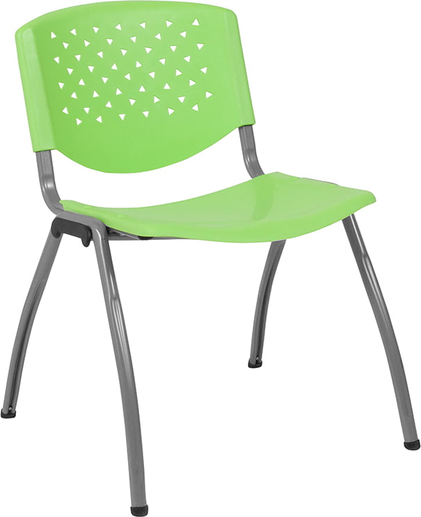 Home and Office Green Plastic Stack Chair with Perforated