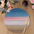 thumbnail image 3 of Pink Blue Brown Round 13 Inch Placemats Set of 4, Farmhouse Gradient Wooden Plank Art HeatResistant Non Slip Place Mats for Dining Table, Wipeable Braided Kitchen Table Mats for Housewarming, 3 of 9