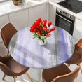 thumbnail image 2 of Purple Gray Ombre Round Tablecloth 55-60 Inch Round Fitted Table Cloth with Elastic Edge, Modern Abstract Art Oil Painting Waterproof Table Cover Protector for Outdoor Picnic Party Dining, 2 of 9