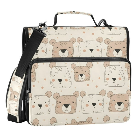 ALAZA Zipper Binder Face Of Bears 3 Ring Trapper Keeper File Folder Organizer Bag