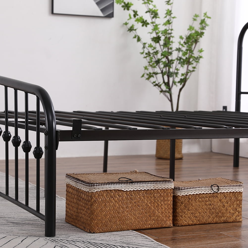 Lowestbest Single-Layer Curved Frame Bed Head and Foot Center Raised Vertical Pipe with Ball Decoration, Full Iron Bed (Black) Lowestbest Single-Layer Curved Frame Bed Head and Foot Center Raised Vertical Pipe with Ball Decoration, Full Iron Bed (Black)