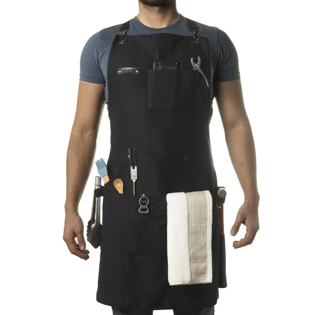 Delantal Asaya Chef para barbacoa y trabajo con abrebotellas y toalla