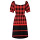 thumbnail image 5 of Vestido de manga corta a cuadros y rayas de búfalo rojo y negro para mujer vestidos de cumpleaños para mujer, 5 of 6