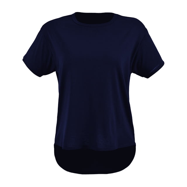 Playera George para Mujer,Escote Redondo, Manga Corta, Hi Low Azul Marino Talla CH