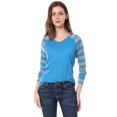 thumbnail image 3 of INSPIRE CHIC Women's Striped Raglan Long Sleeve V Neck T-shirt, 3 of 7