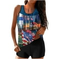 thumbnail image 2 of WREESH Modest Swimsuit Women's Two Piece Tankini Set High-Waisted Bottoms Patriotic Independence Day Print Design Red, 2 of 6
