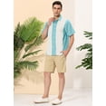 thumbnail image 4 of Camisas hawaianas manga corta botones botones a rayas playeras azul claro blanco T M, 4 of 6