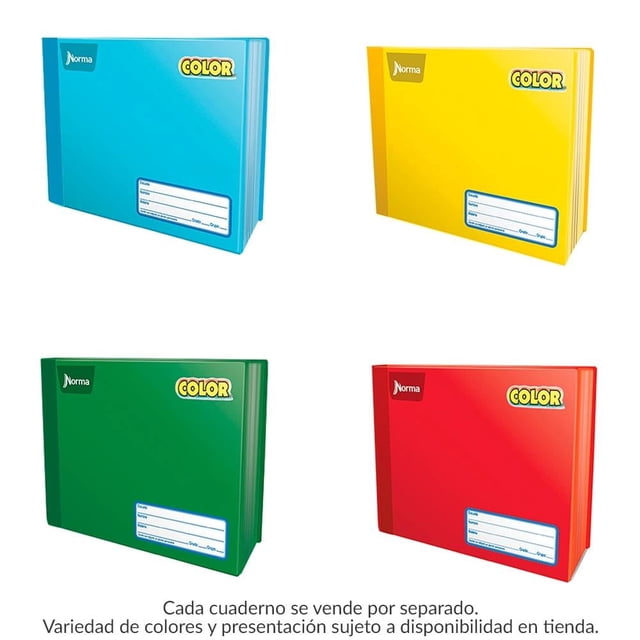 Cuaderno italiano Norma Color cosido cuadro alemán 100 hojas varios colores 1 pza
