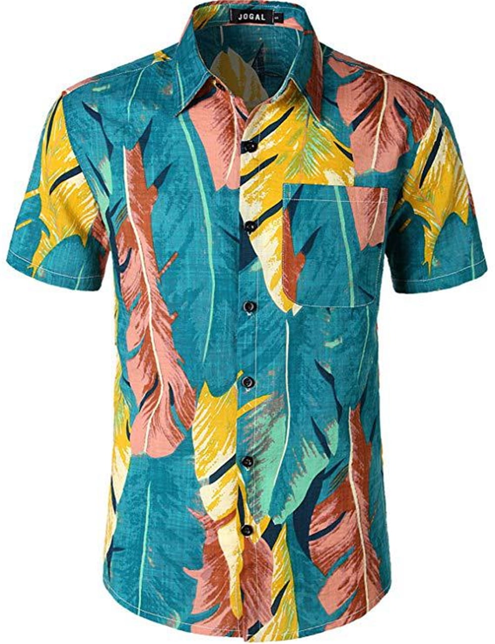 Softmallow Men Hawaiian Floral Printed Beach Camp Shirt Tops Blouse ...