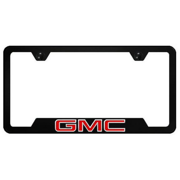 Au-TOMOTIVE GOLD, UV Print on Black Polycarbonate License Plate Frame for GMC