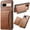 Brown, variant on for Google Pixel 7 Crocodile Pattern Leather Phone Case, Classic Croc-printed Check Leather Magnetic Folio Flip ID Credit Card Holder Slot Back Cover Bag, Kickstand Support