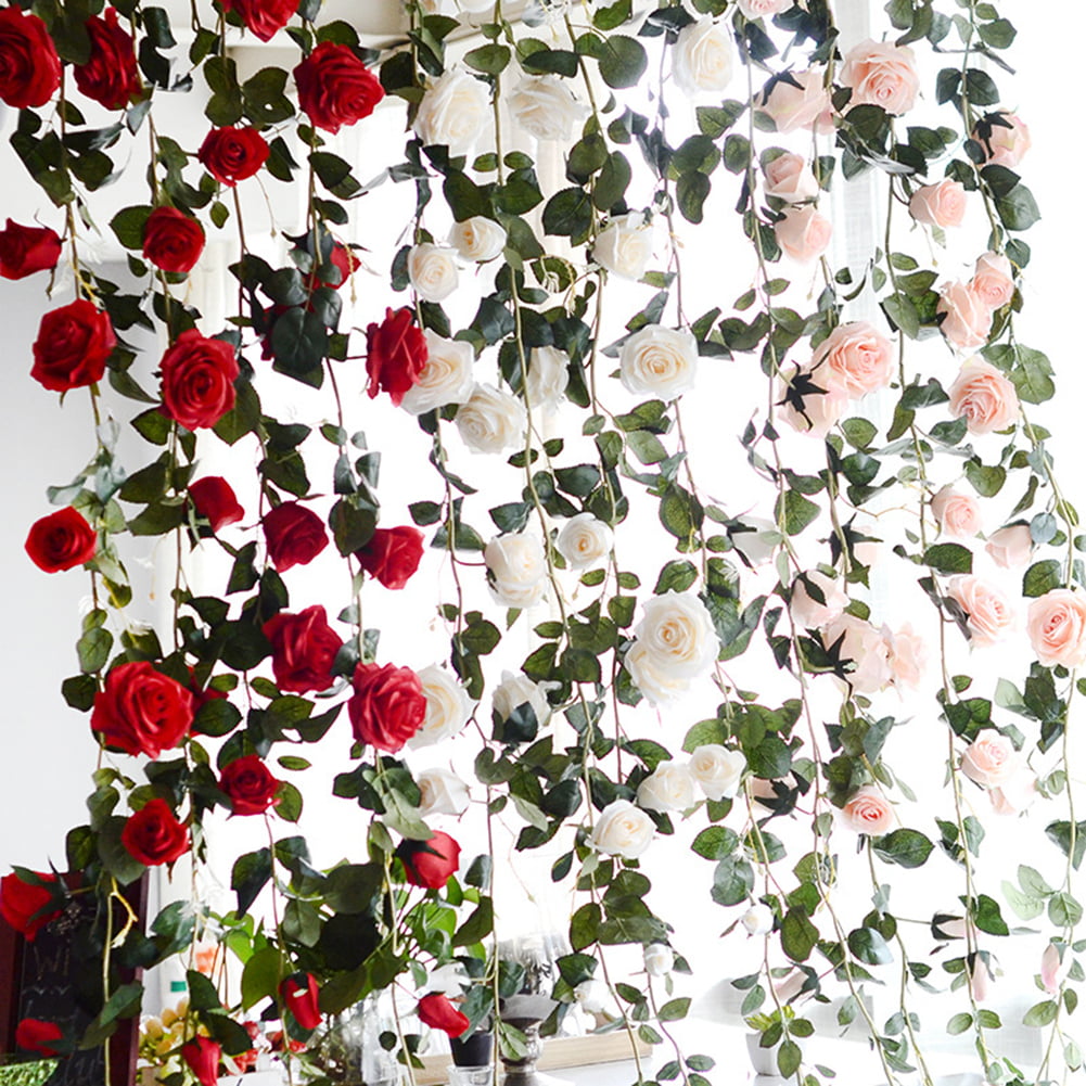 Details about   Wedding Fake Ivy Vine Hanging Garland Artificial Silk Rose Flower Home Decor 7Ft 