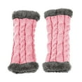 thumbnail image 2 of CUZIBR Snow Gloves Arm Sleeves Knitted Plush Trim Fingerless Glove Handmade Crochet Mittens Warm Soft For Cold Weather, 2 of 6