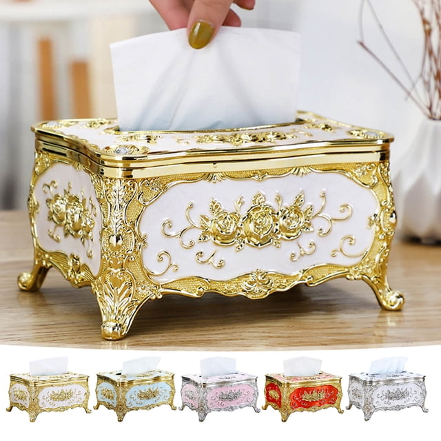 mfyjkho Caja de pañuelos estilo vintage, caja de cartón acrílico de plástico para escritorio, para sala de estar o dormitorio, 18 x 12 x 9 cm, 1 unidad