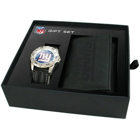 Game Time NFL Men's New York Giants Watch and Tri-Fold Wallet Set, Black