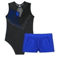thumbnail image 4 of YONGHS Kids Girls Sleeveless Contrast Color Gymnastics Leotard Ballet Dancewear Biketard Tracksuit Royal Blue 12, 4 of 7