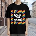 thumbnail image 3 of Black T Shirts for Men, Chase Your Dreams, Rainbow Text Print Mens Graphic Tees, 24816233,S, 3 of 8