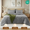 thumbnail image 5 of Sonoro Kate 5 Pieces Twin Comforter Set, Bed in a Bag for All Seasons, Soft Bedding Set with Comforter, 1 Flat Sheet, 1 Fitted Sheet, 1 Pillowcases, 1 Pillow Shams, Dark Gray, 5 of 7