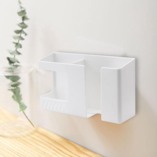 Soporte Para Teléfono Montado En La Pared Organizador de carga de teléfono Estante de control remoto sin perforaciones montado en la pared (Blanco) Wdftyju Libre de BPA