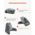 thumbnail image 2 of VEVOR Reading Pillow, Large Size Bed Pillow with Shredded Memory Foam, Back Pillow with 3 Pockets and Washable Short Velvet Cloth, Top with Handle, for Watching TV, Reading, Gaming, Resting, Grey, 2 of 9