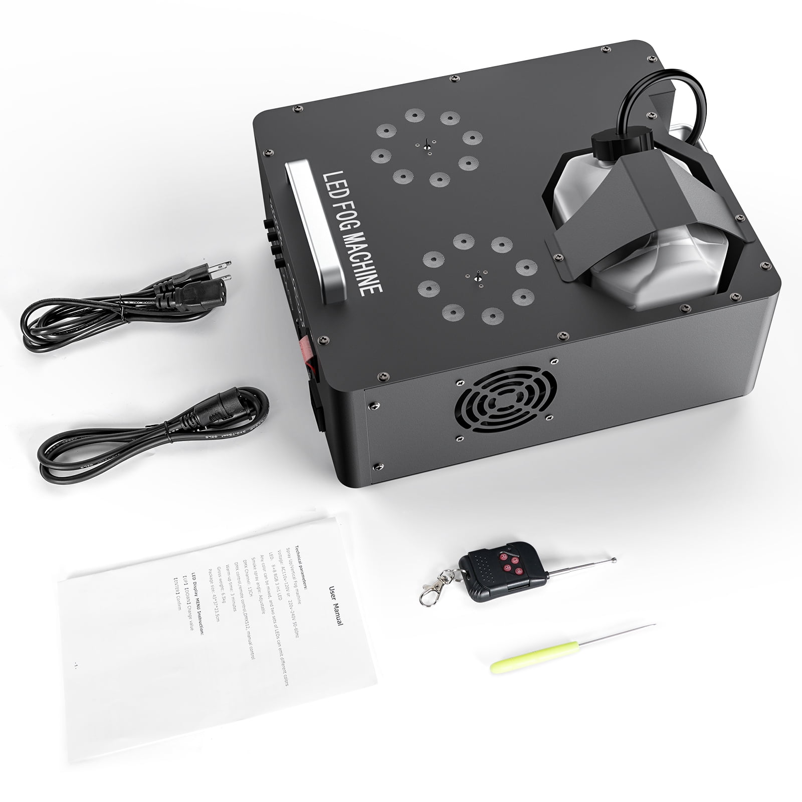 Smoke Fog Machine 2000W  Double-tube Adjustable Smoke Machine DMX512 8+8 RGB Led Stage Colorful Spray Equipment for Stage Performance Wedding Banquet