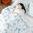 thumbnail image 4 of Erosebridal Blue Bowknot Bed in a Bag Queen size, Princess Bow Bedding Queen Size, Cartoon Ribbon Reversible Bed Set, Lightweight Bedroom Decor, 7 Pieces, 4 of 6