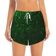 thumbnail image 2 of Balery Green Sparkling Pattern Women's Running Shorts with Liner 2 Pockets Elastic Workout Athletic Gym Yoga Shorts-Small, 2 of 7