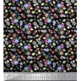 thumbnail image 1 of Soimoi Black Poly Georgette Fabric Leaves,Insect & Floral Artistic Print Fabric by Yard 42 Inch Wide, 1 of 3