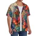 thumbnail image 4 of Cauagu Butterflies On Rocky Cliff Men's Short Sleeve Button Down Hawaiian Shirt for Men Bowling Shirts Casual Summer Beach Shirt,Small, 4 of 6