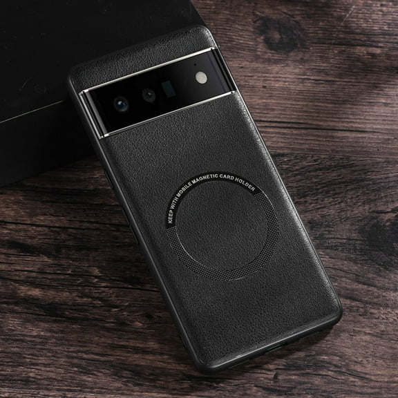 Allytech for Google Pixel 6 Pro MagSafe Case, Compatible with MagSafe Charging, Premium PU Leather Back TPU Edges Drop Proof Scratch Resistant Thin Lightweight Case Cover for Google 6 Pro, Black