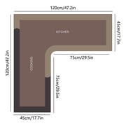 L-Shaped Kitchen Mat Set, Anti-Fatigue Cushioned Floor Rug, Water Absorbent and Oil-Resistant Corner Carpet for Cooking Area 47.2x29.5x17.7in