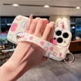 thumbnail image 5 of Compatible with iPhone 13 Pro Max Love Heart Oval Case with Adjustable Wrist Strap Kickstand Holder Hand Strap Glossy Protection Fashion Shockproof Case for Girls Women, 5 of 14