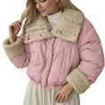thumbnail image 2 of ZHOGXU Women's Coat Long Sleeve Lapel Solid Color Zipper Plush Comfortable Stylish Jacket For Casual Daily Wear Pink L, 2 of 4