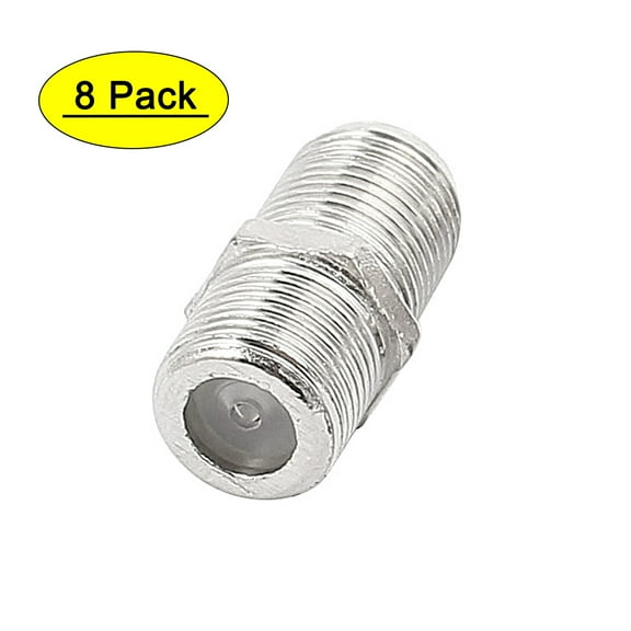 8 Pcs F Type Female to Female Straight RF Coax TV Adapter Connectors Silver Tone