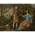 thumbnail image 3 of Christoffel Pierson 14x12 Black Modern Framed Museum Art Print Titled - Portrait of a Hunter with a Lady (1670), 3 of 5