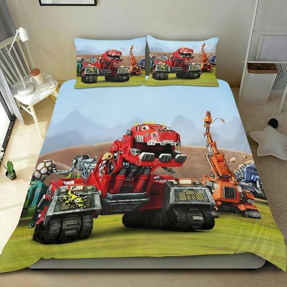 Dinotrux Themed Bed Sheet Set Three Piece Set 53x79 Inches Comfortable And Skin Friendly Unique Design Creating A Star Studded Night