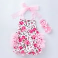 thumbnail image 2 of Girl Outfits 66 For 0 Months-6 Months Halter Bodysuit Rose Prints Lace Fashion With Headbs Baby Rompers Girl, 2 of 7