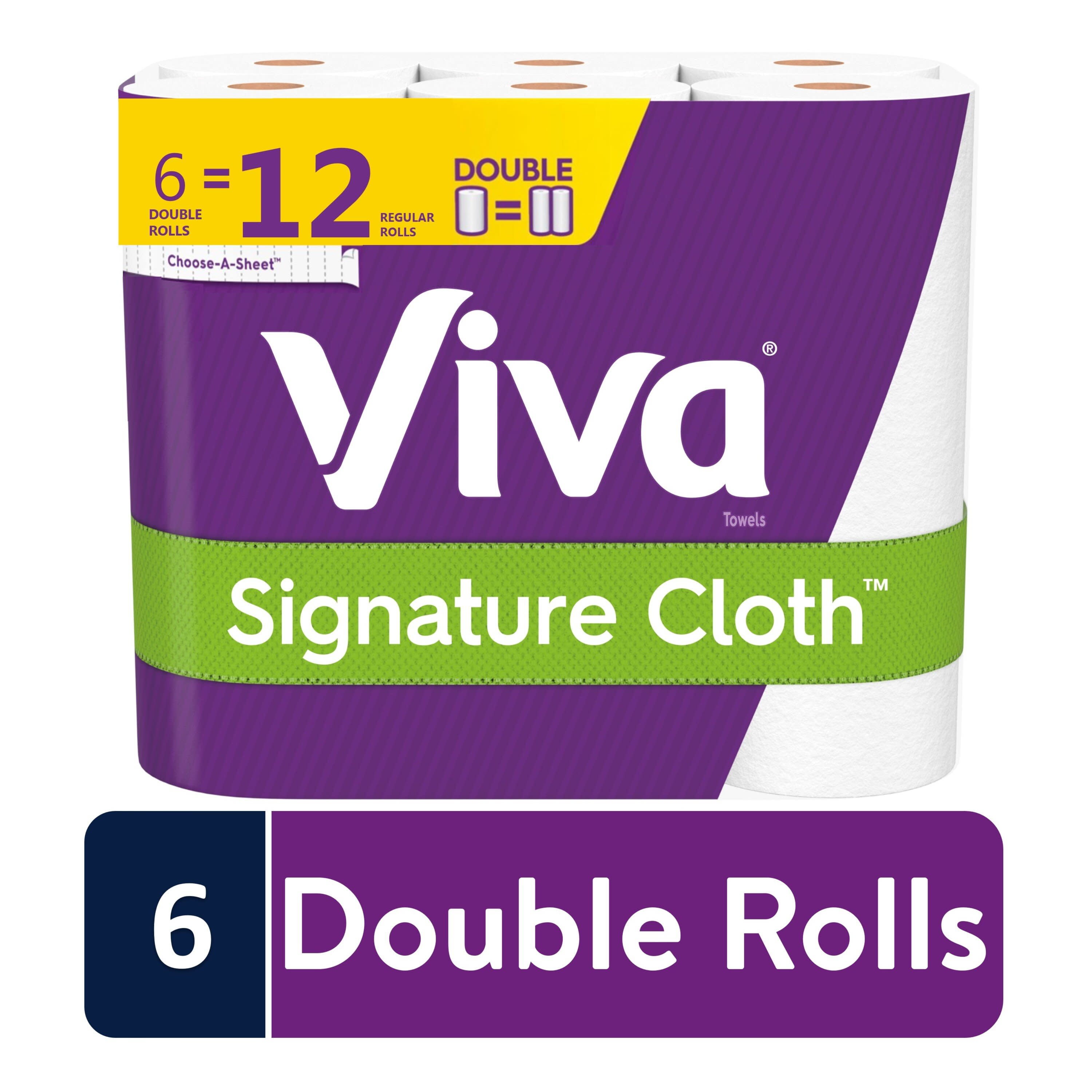 VIVA Signature Cloth Choose-A-Sheet Kitchen Paper Towels White 6 Double Rolls 