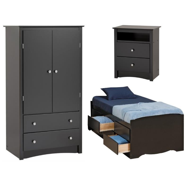 Pair of Bedside Cabinets Large 3 Door Wardrobe High Gloss Chest Galaxy Plus 4 Piece Bedroom Furniture Set 