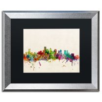 Trademark Fine Art "Boston MA" Canvas Art by Michael Tompsett Black Matte, Silver Frame