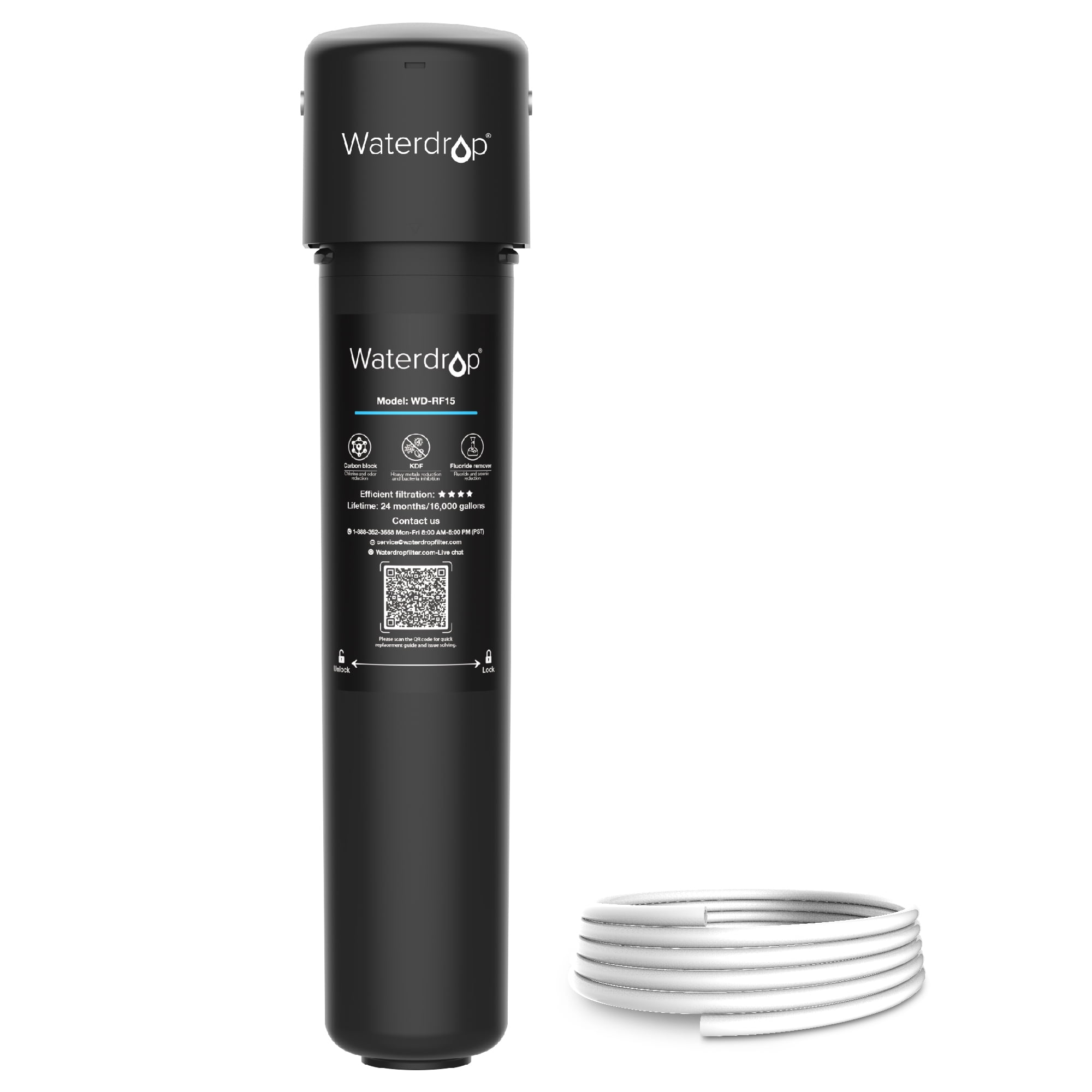Waterdrop 15UC Exterior Refrigerator Water Filter, Inline Water Filter