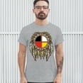 thumbnail image 3 of Tee Hunt The Medicine Wheel Dreamcatcher T-Shirt Native American Symbol Men's Tee, Gray, Small, 3 of 5