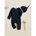 thumbnail image 5 of BemeyourBBs Preemie Newborn Going Home Outfit Baby Boy Girl Ribbed Knit Romper Hat Set Long Sleeve Button One Piece Jumpsuit Spring Fall Winter Sleepers Clothes, 5 of 9