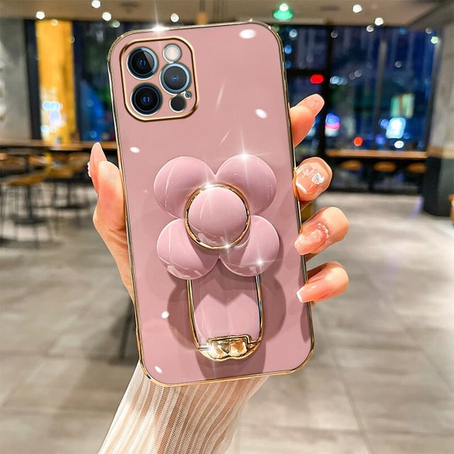 Funda giratoria con soporte de molino de viento, cubierta chapada en oro para iPhone 14, 13, 12, 11 Pro Max, XR, X, XS, 7, 8 Plus, 6S Fivean unisex
