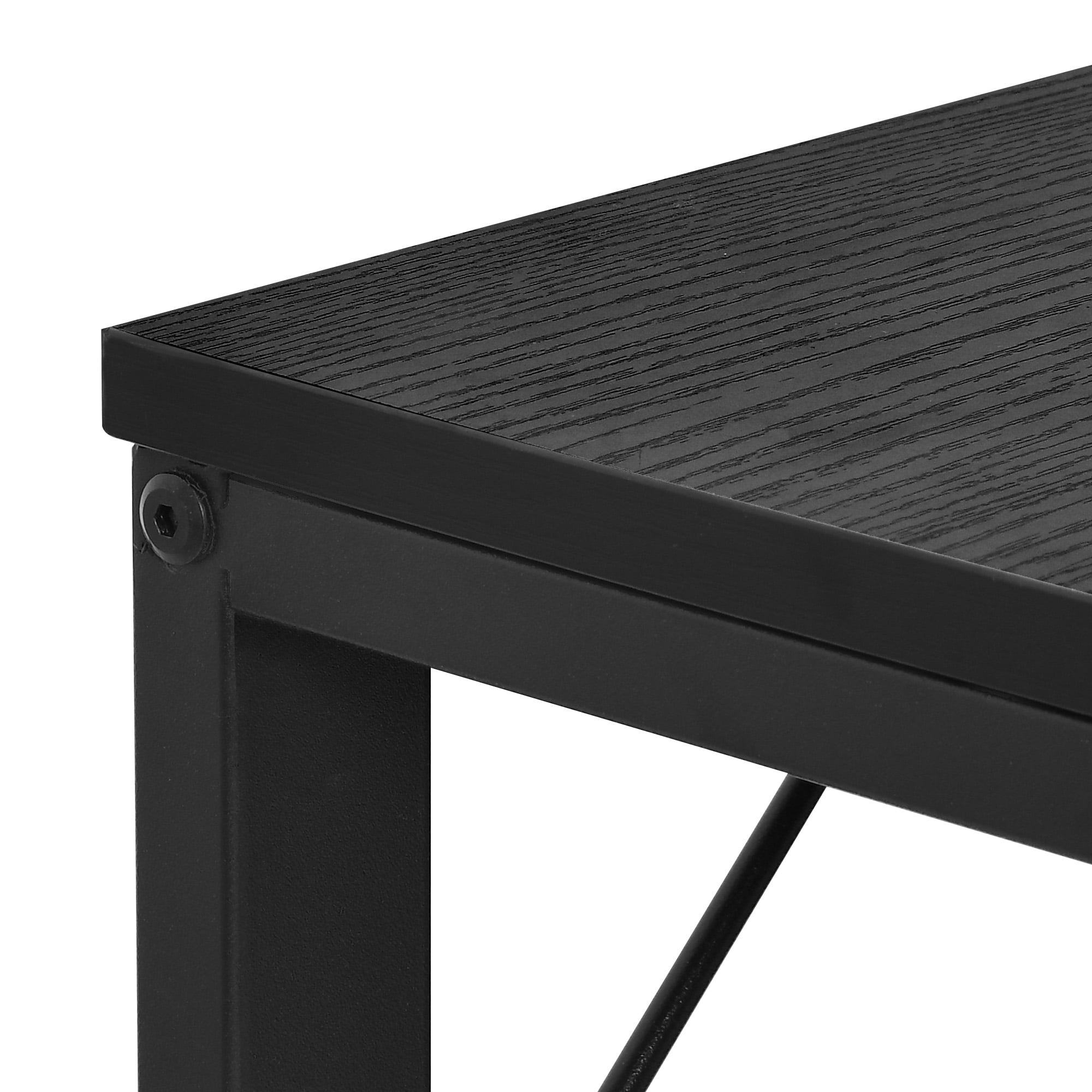 Dextrus L Shaped Desk with Power Outlets & LED Lights, Computer Desk with 3 Drawers and 3 Storage Shelves, White Office Desk Corner Desk for Home Office, Black