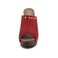thumbnail image 6 of BLISSFUL STEP Women's Shoes Platform Chunky Heels Open Toe Rivet Faux Suede Slides Sandals Red 9.5, 6 of 7