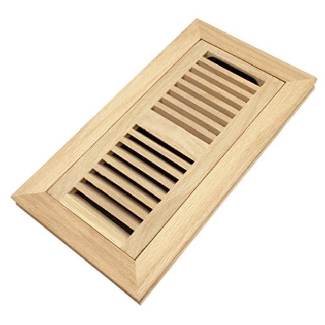 White Oak Wood Flush Mount Floor Register Vent Cover 4x10 Inch (Duct Opening) 34 Inch Thickness