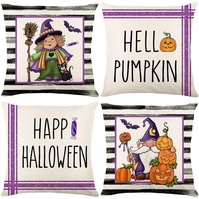 LINMOUA 18x18 Fall Pillow Covers, Halloween Decorative Throw Pillowcases, Maple Car Linen Throw Cushion Covers For Sofa Couch Home Decor, 4pcs